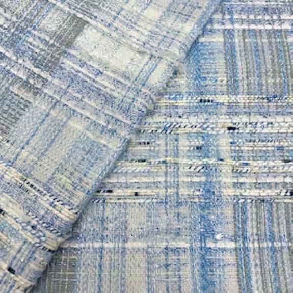 Tweed/Boucletyg med silvergarn