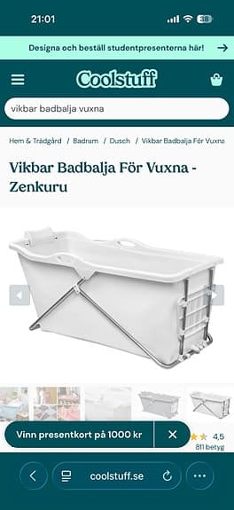 Badkar / badbalja vikbar