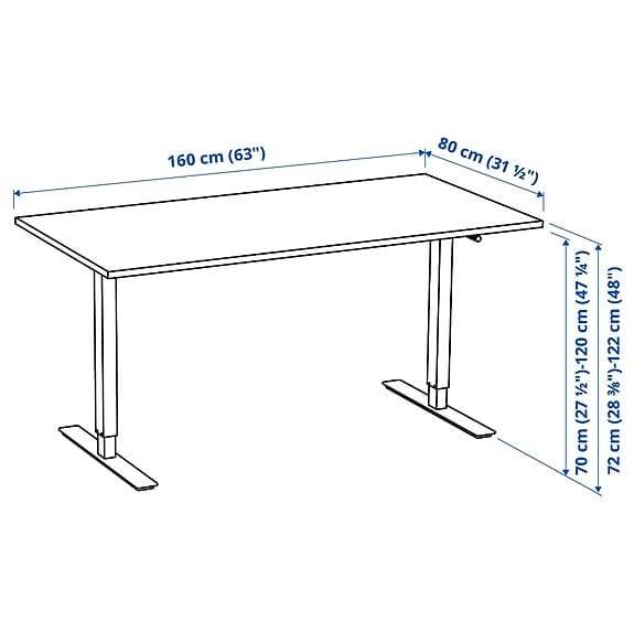 IKEA TROTTEN Skrivbord sitt/stå (160x80 cm) – Nyskick!