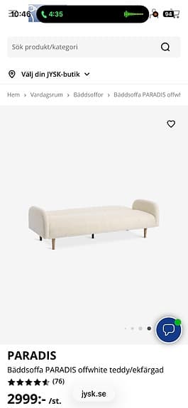 Teddybäddsoffa från Jysk