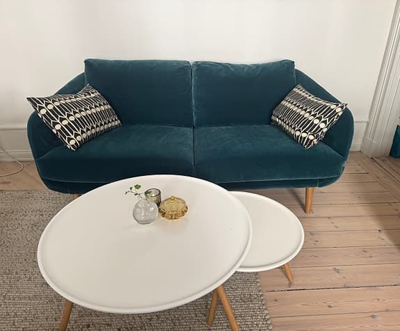 2,5-sits soffa i petrolfärgad sammet