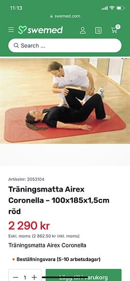 Airex Coronella träningsmatta röd