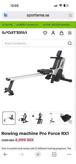 Pro Force RX1 roddmaskin med träningsdator