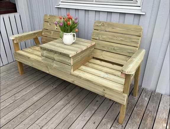 Trädgårdsbänk Picknickbord Relaxa för 2 personer