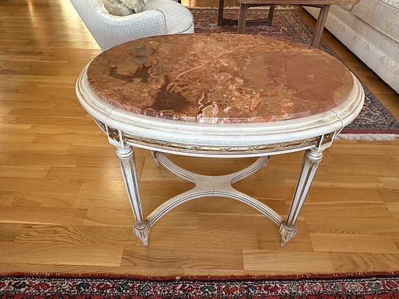 2 Salongsbord med marmorskiva, Gustaviansk stil, 1900-tal
