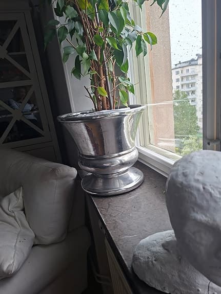 En stor kruka silbför växter/blommor