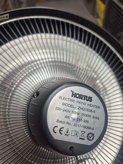 Hortus ZHQ1538B elektrisk terrassvärmare 1500W svart