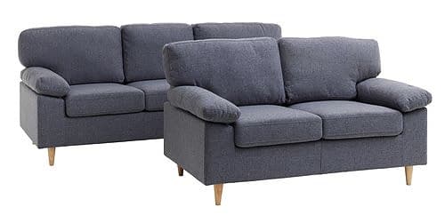 Mörkgrå 2-sits och 3-sits soffa i tyg