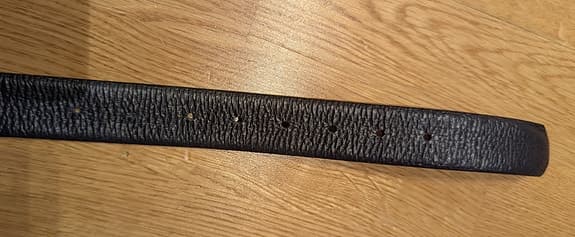 Blue with gold leather belt/skärp, size: 115