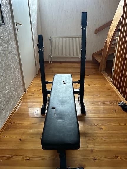 Tectake bänkmed skivstångsställning svart