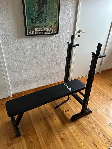 Tectake bänkmed skivstångsställning svart