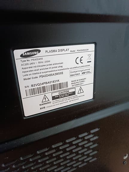 Samsung 43” Plasma-TV PS43D455 säljes