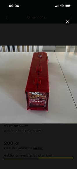 Disney Cars Blixten McQueen lastbil leksak