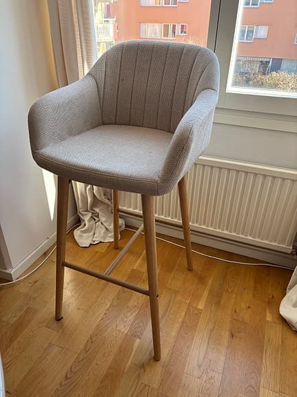 Barstol ADSLEV beige tyg/natur ekfärgad