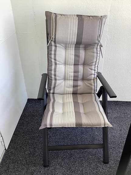 4 stTrädgårdsstol med dyna grå/beige