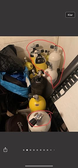 Dykflaskor, bcd, dräkt, regulator med mer. Först till kvarn.