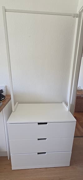 IKEA NORDLI byrå med 3 lådor och klädstång