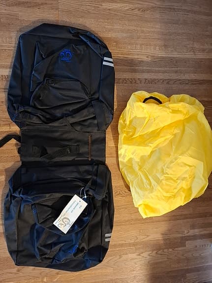 dubbel cykelväska för pakethållare + regnskydd