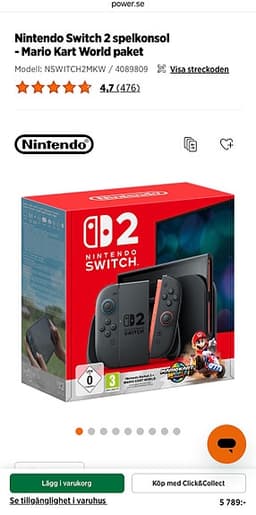 Nintendo Switch 2 spelkonsol - Mario Kart World paket