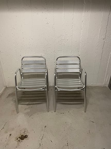 2 st trädgårdsstolar, aluminium, stapelbara