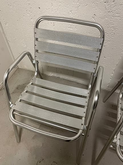 2 st trädgårdsstolar, aluminium, stapelbara