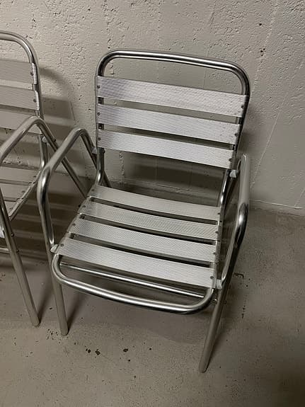2 st trädgårdsstolar, aluminium, stapelbara