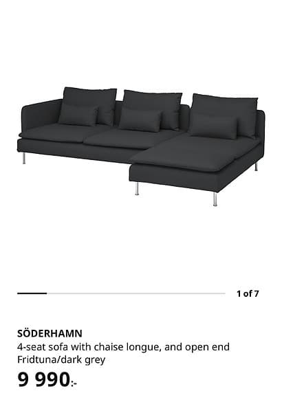 Ikea SÖDERHAMN 4-seat dark grey sofa