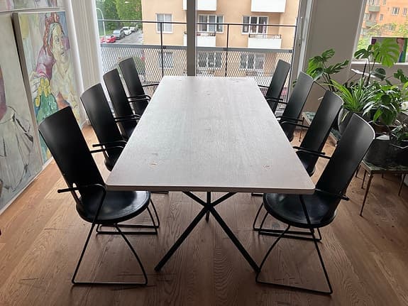 Blå station (2900 kr för åtta stolar, 500 kr per stol)