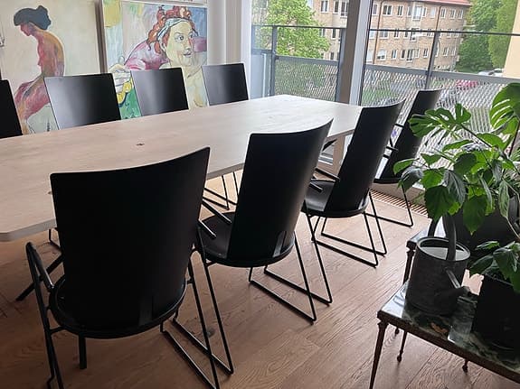 Blå station (2900 kr för åtta stolar, 500 kr per stol)