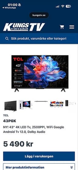 TCL 43" 4K HDR TV
