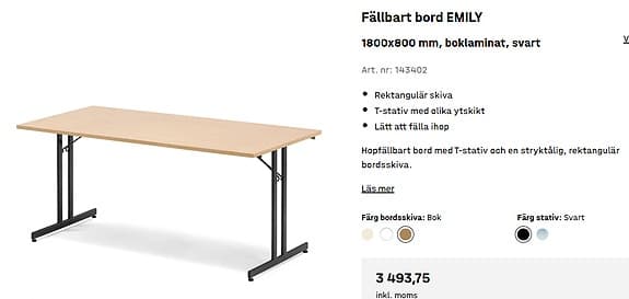 🔥AJ Produkter 🔥Fällbart Bord EMILY 180x80