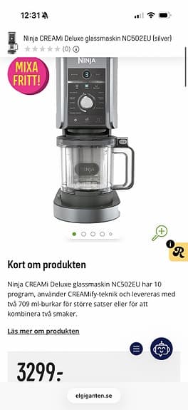 Ninja CREAMi Deluxe NC502EU glassmaskin