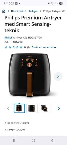 Helt Ny Phillips Airfryer premium XXL Smart Sensing-teknik