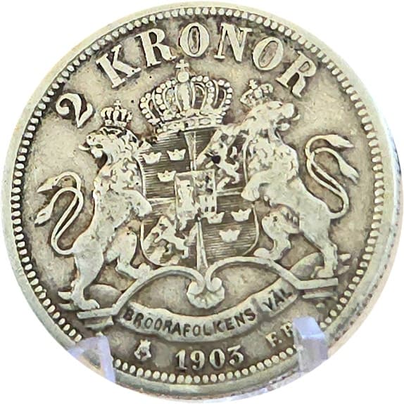 Svensk 2-kronors silvermynt 1903 Oscar II