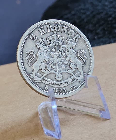 Svensk 2-kronors silvermynt 1903 Oscar II