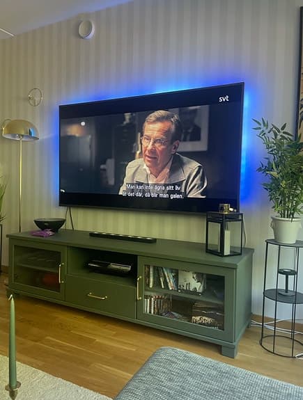 Mediamöbel i massiv ek - ommålad i grön kulör