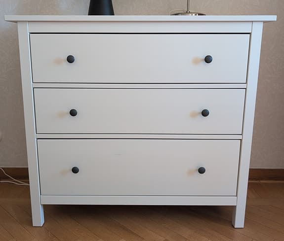 HEMNES Byrå med 3 lådor, vitbets, 108x96 cm