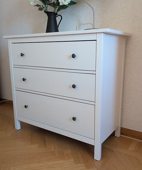HEMNES Byrå med 3 lådor, vitbets, 108x96 cm