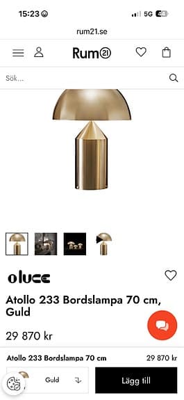 Oluce Atollo 233 70 cm Guld