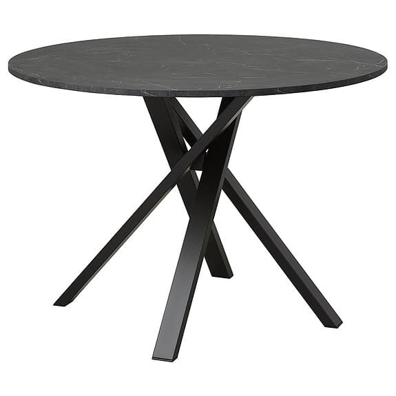 Mariedamm matbord 105 cm. Svart marmormönstrad