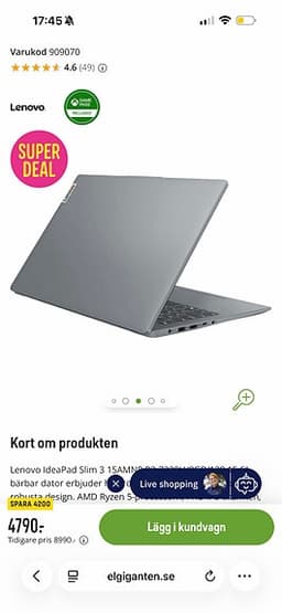 Lenovo bärbar dator 15 tum grå