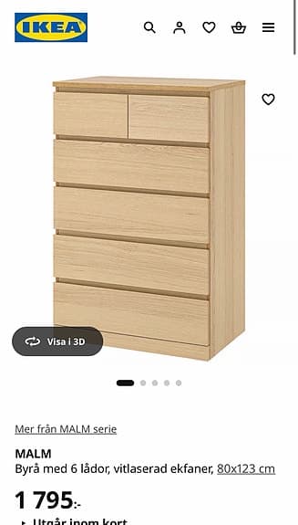 MALM BYRÅ 6 lådor