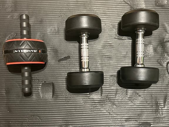 2x10 kg hantlar + ab wheel/maghjul