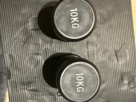 2x10 kg hantlar + ab wheel/maghjul