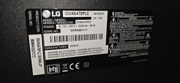 TV-modell är LG 55UK6470PLC.
Det är en 55-tums LG 4K Smart TV  med webOS. �