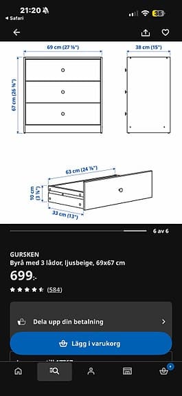 Gursken ikea byrå/sängbord