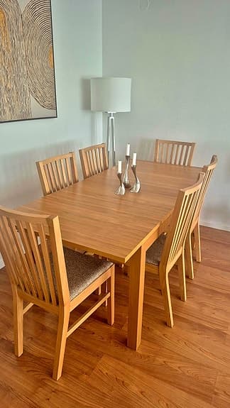 Matgrupp med 6 stolar 220 x 84 x 74