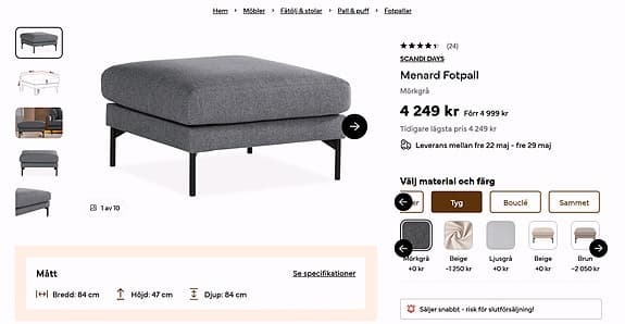 Chilli Menard 3-sits Soffa (och tillhörande Menard pall på köpet)