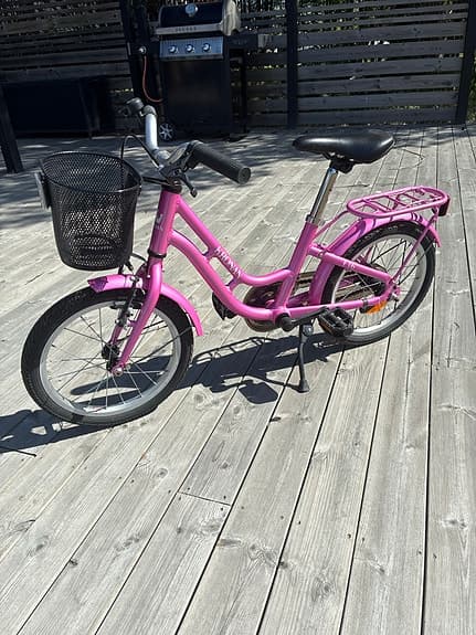 Kronan barncykel 16" rosa med korg