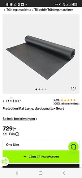 Skyddsmatta träning, 250x100x0,6 cm